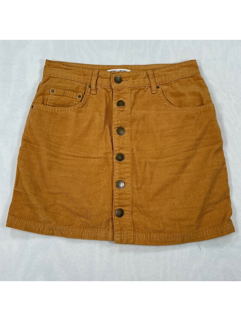 Billabong Corduroy Mini Skirt Women’s Size 26 Camel Button Front NWT Style NWOT